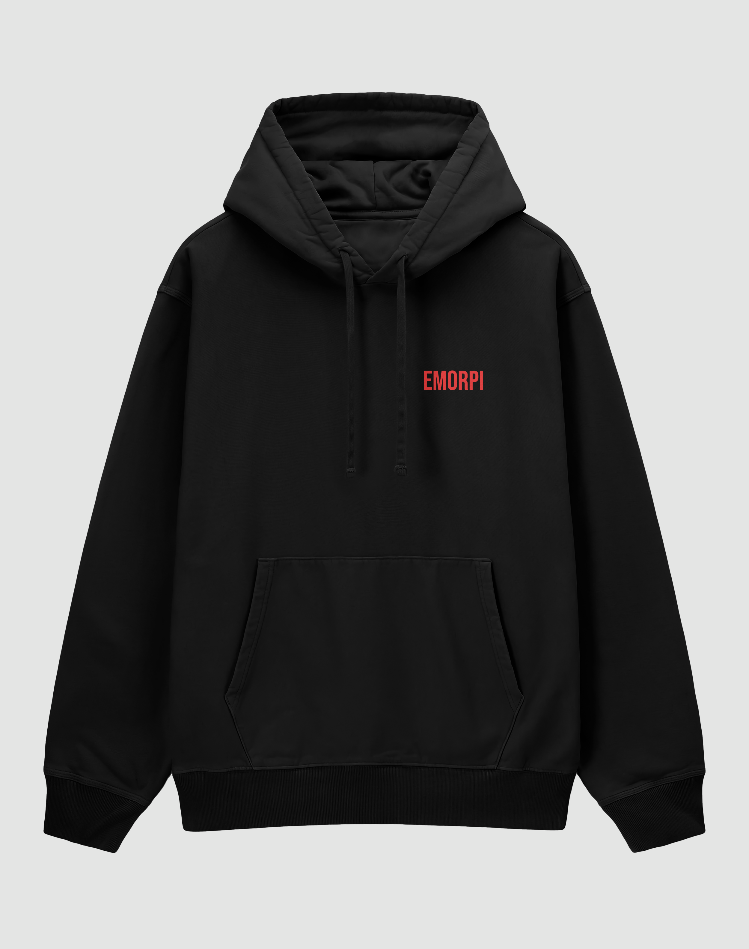 Red Angel reflektörlü oversize motorcu hoodie, siyah, önden görünüm